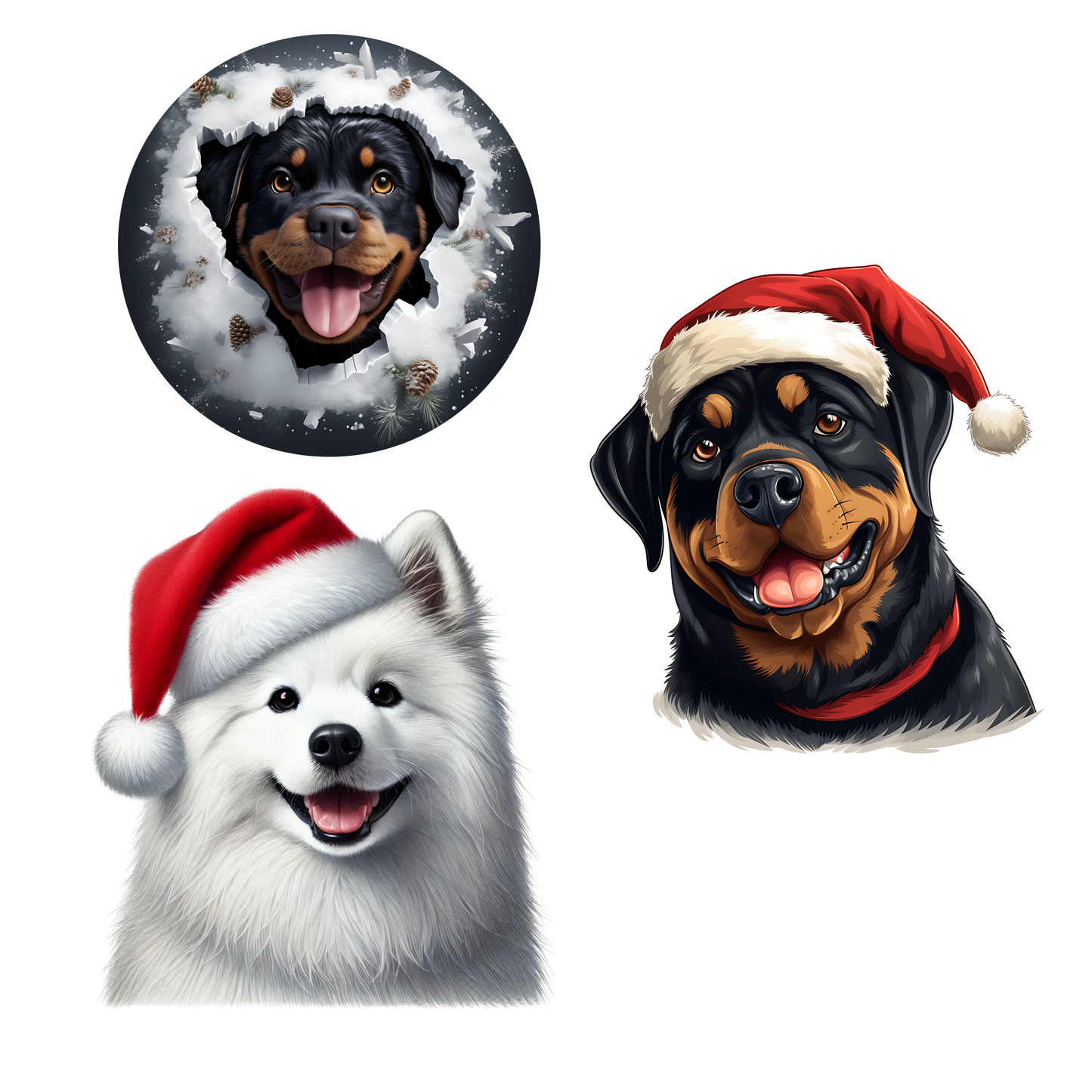Bügelbilder Weihnachten Hunde Rottweiler | Spitz - Magic Miracle Design