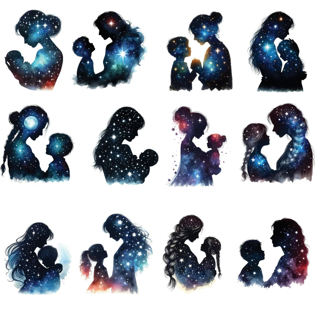 Bügelbild Galaxie Mutter Kind