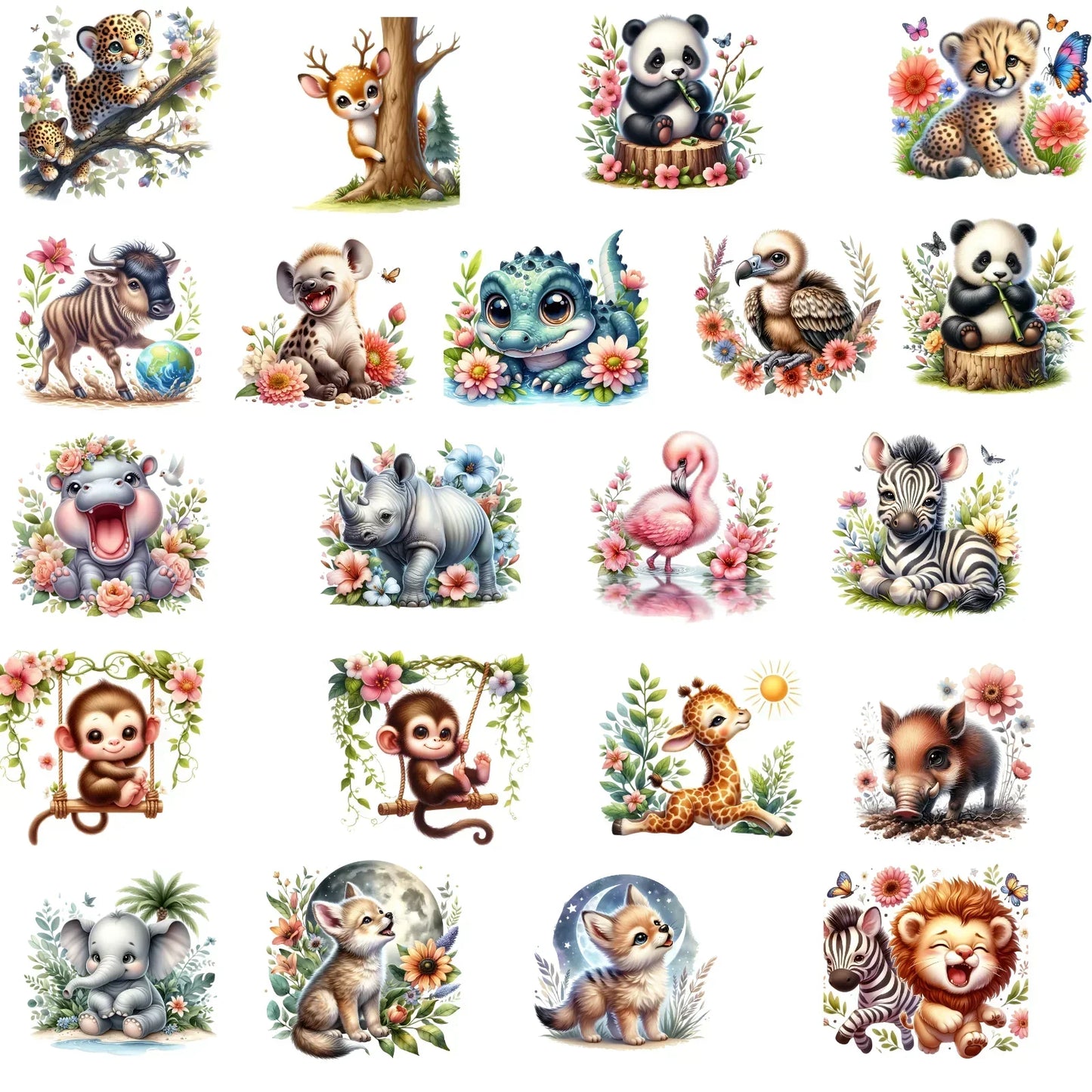Bügelbild Baby Dschungeltiere – detailreich & langlebig