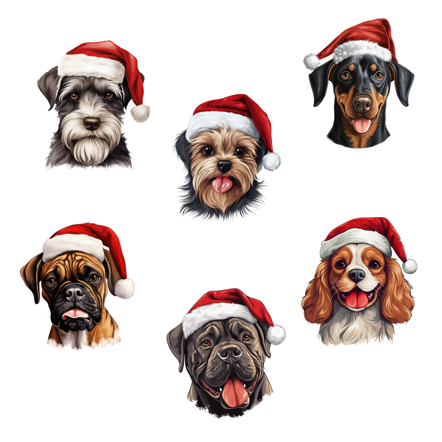 Bügelbilder Weihnachten Hunde Boxer|Cane Corso|Doberman|Terrier - Magic Miracle Design