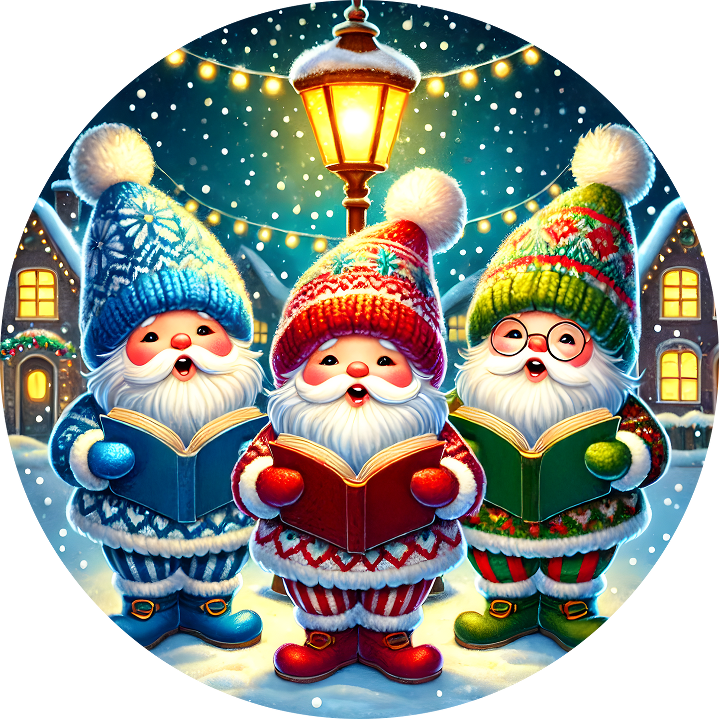 Bügelbild Weihnachten Gnome - singen, Kamin, schmücken Bild_22