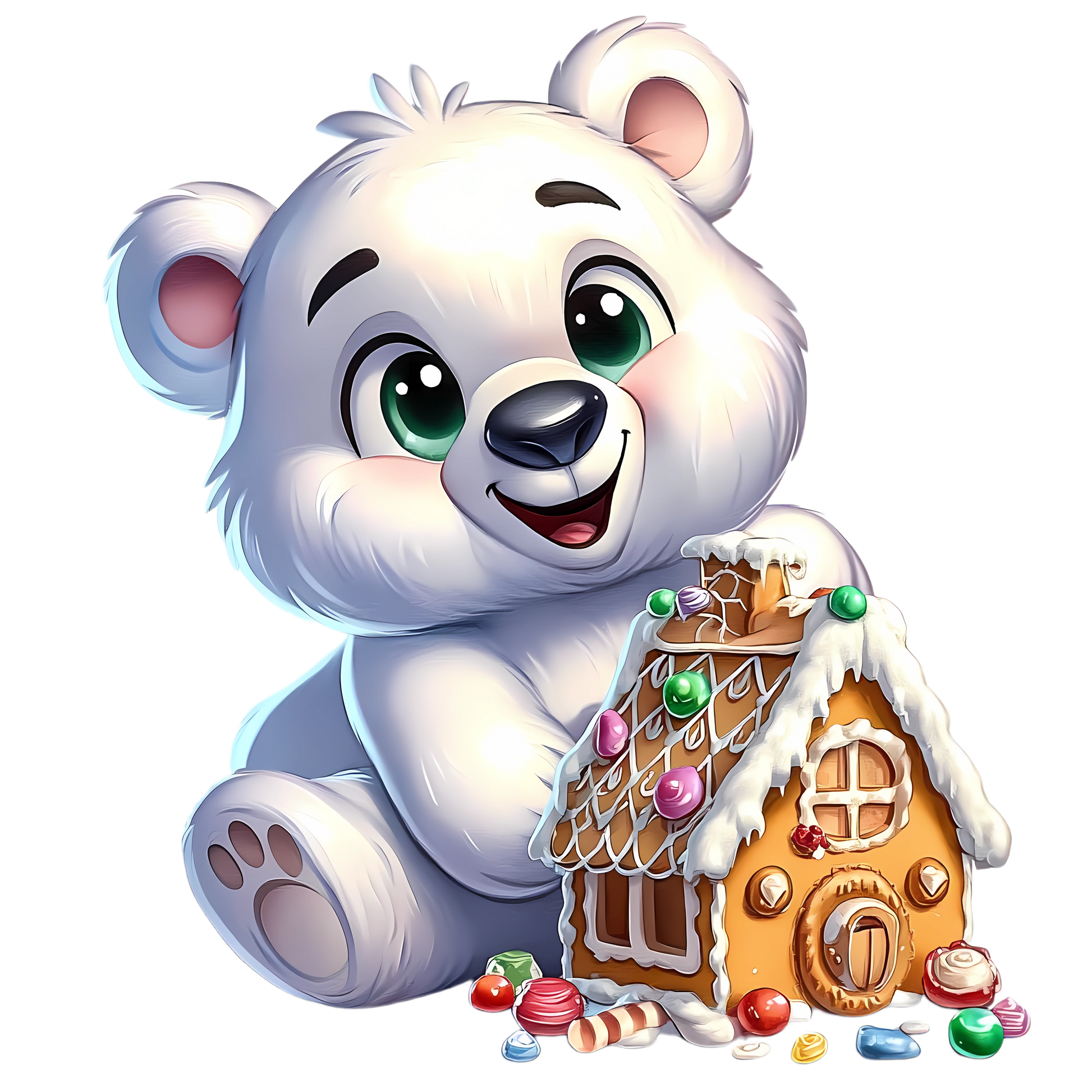 Bügelbild Weihnachten Polarbär - Geschenke, Weihnachtsbaum Bild_1