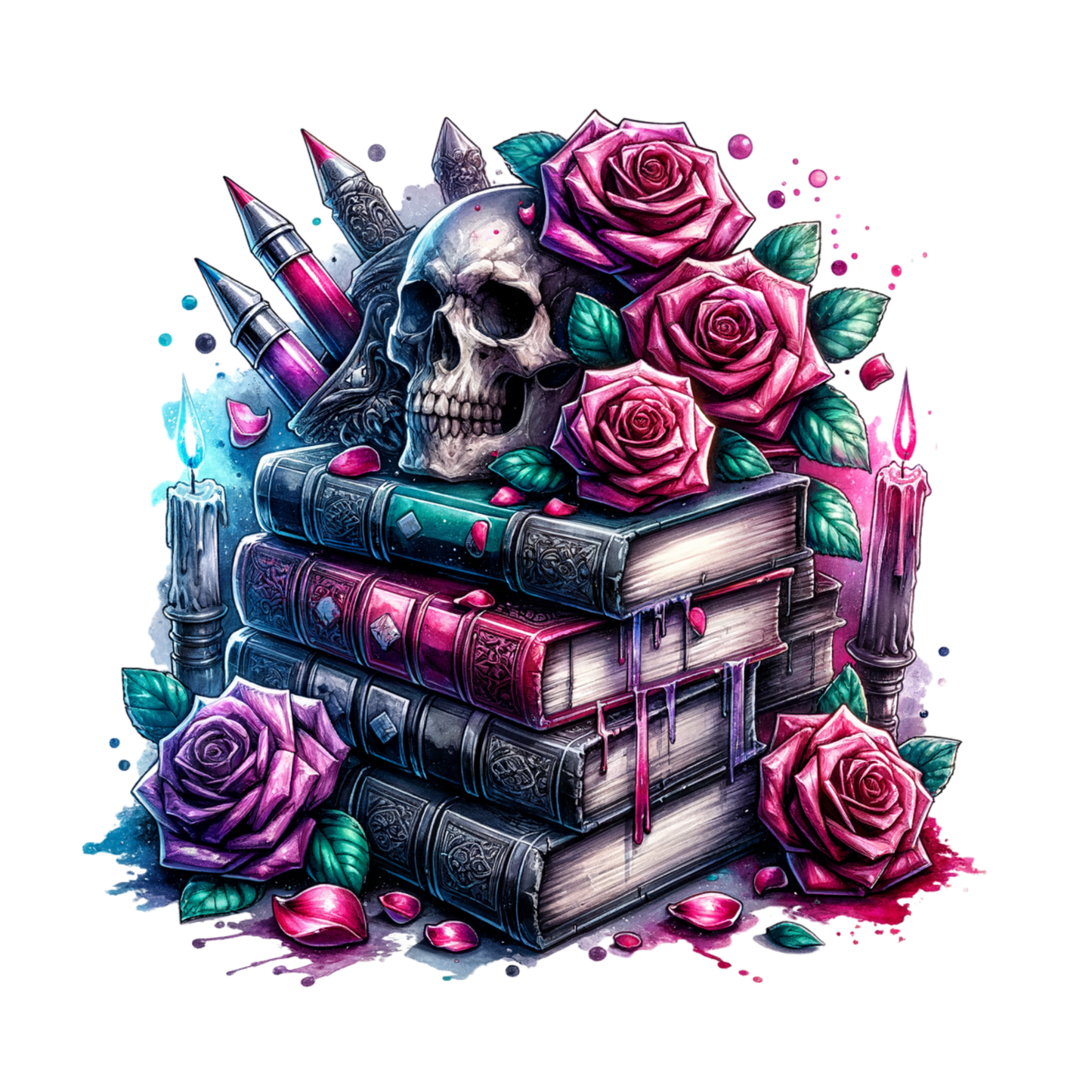 Bügelbild Totenkopf | Skull | Rosen - Magic Miracle Design