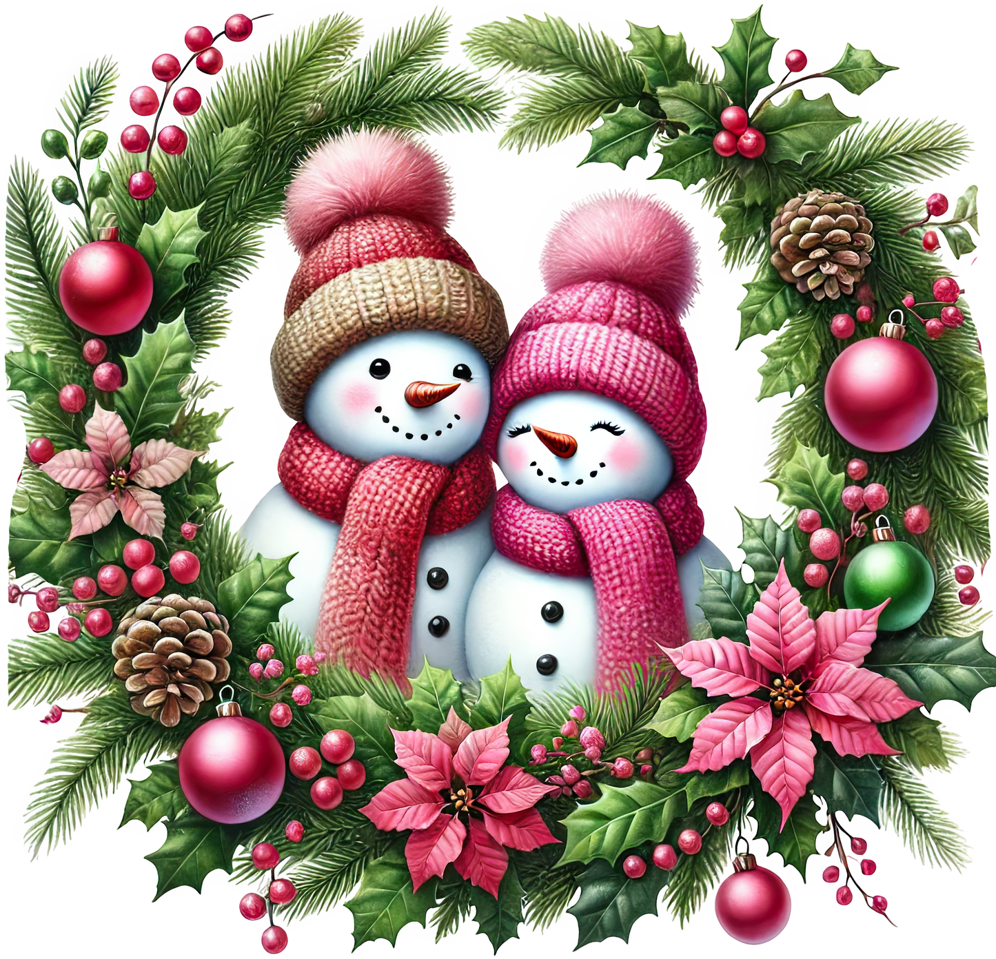 Bügelbilder Weihnachten Schneemänner pink - Magic Miracle Design