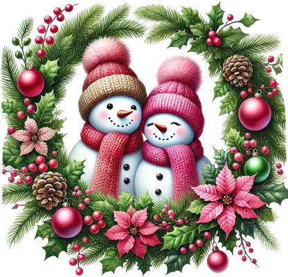 Bügelbilder Weihnachten Schneemänner pink - Magic Miracle Design