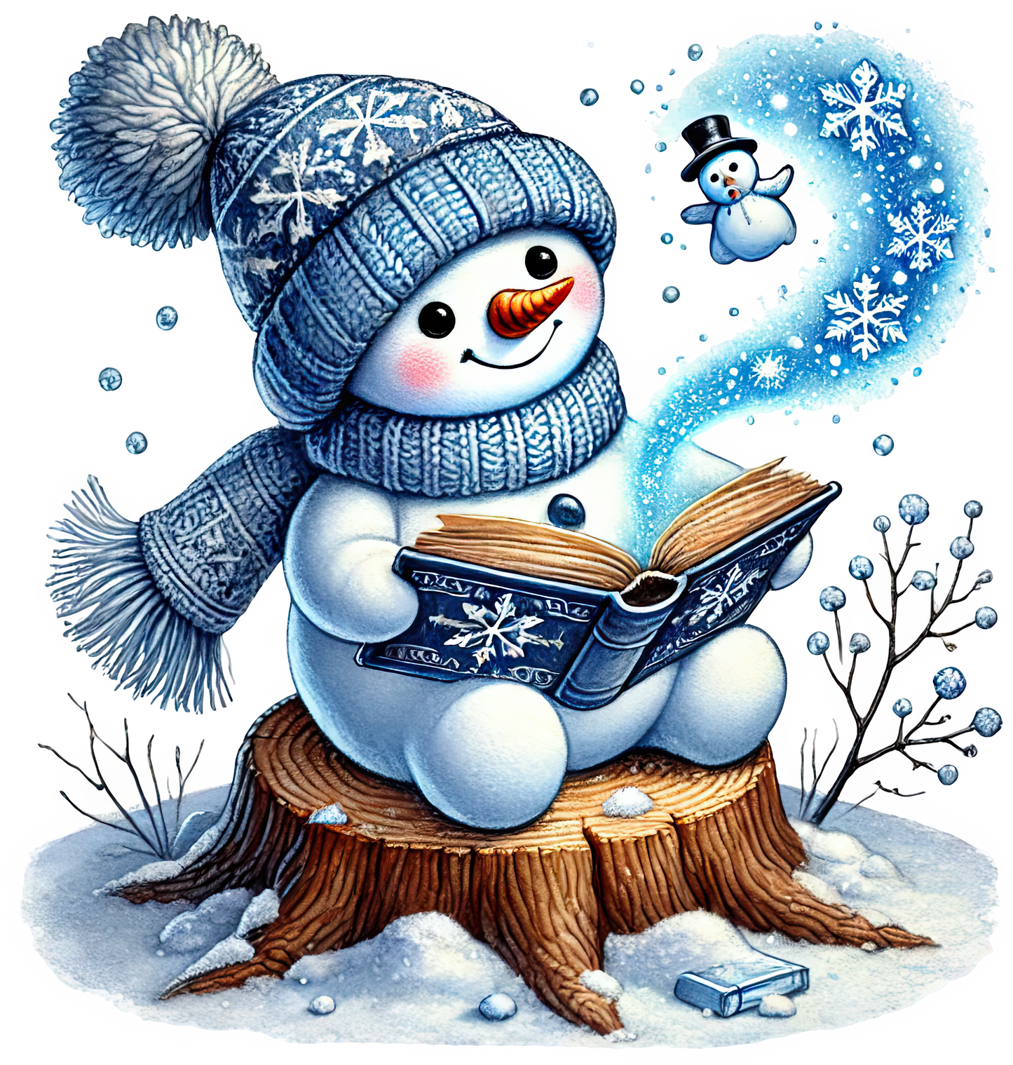 Bügelbilder Weihnachten Schneemänner blau - Magic Miracle Design