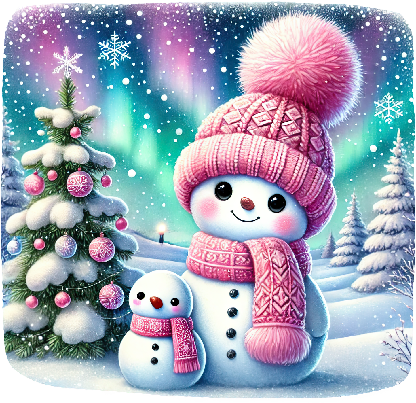 Bügelbilder Weihnachten Schneemänner pink - Magic Miracle Design