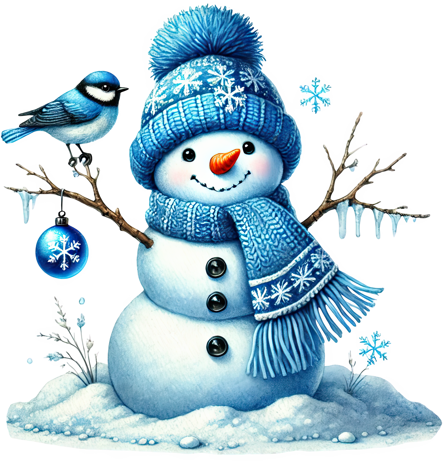 Bügelbilder Weihnachten Schneemänner blau - Magic Miracle Design