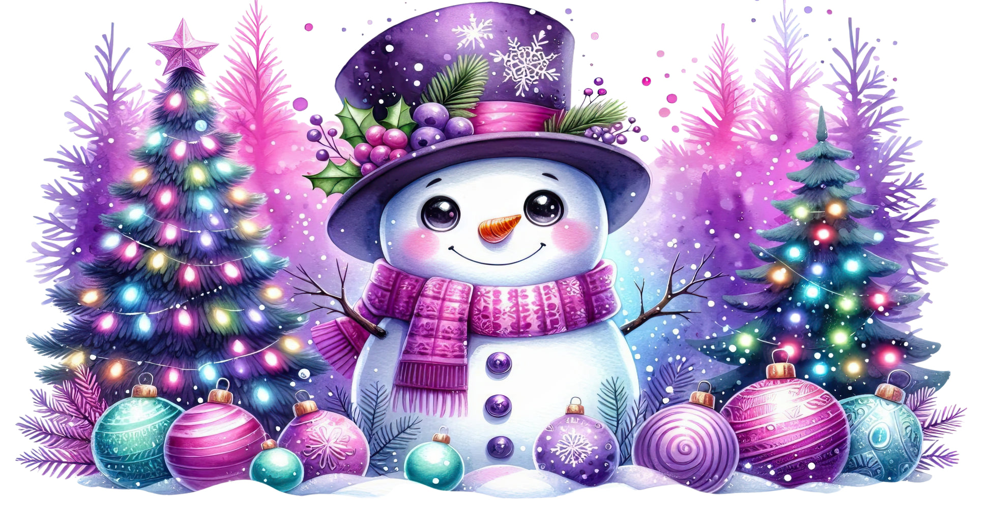 Bügelbild Weihnachten Snowman lila - Magic Miracle Design