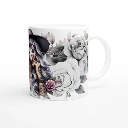 Keramiktasse blumen skull Frau