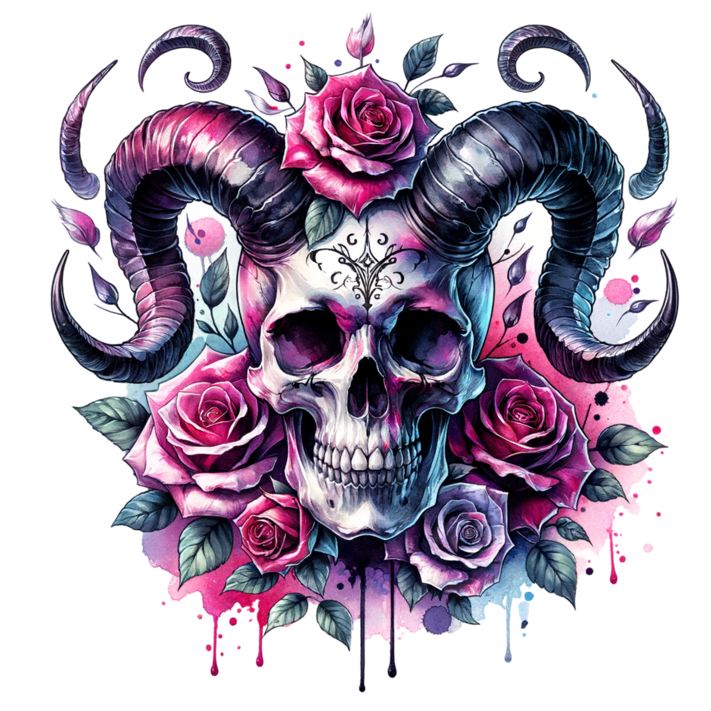 Bügelbild Totenkopf | Skull | Rosen - Magic Miracle Design