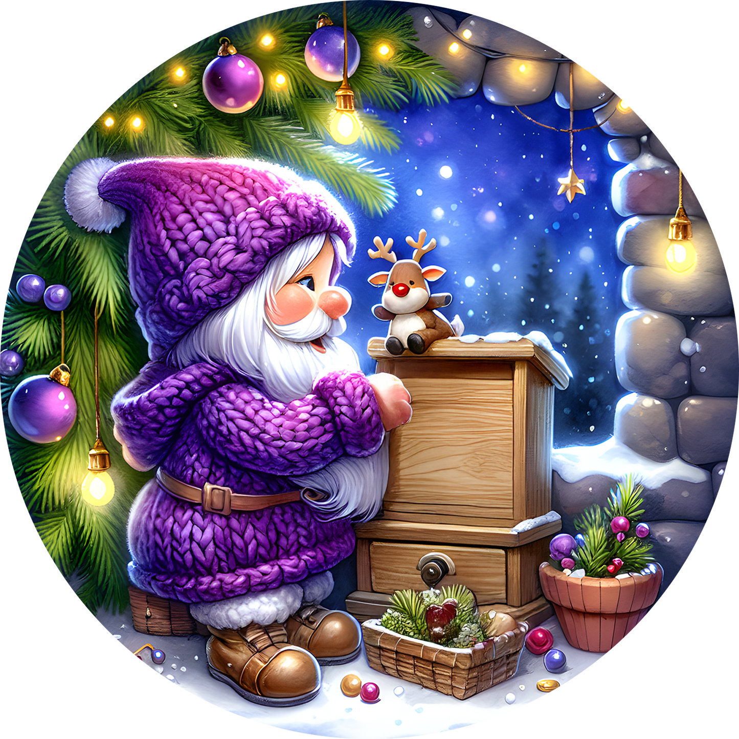 Bügelbild Weihnachten Gnome - singen, Kamin, schmücken Bild_5