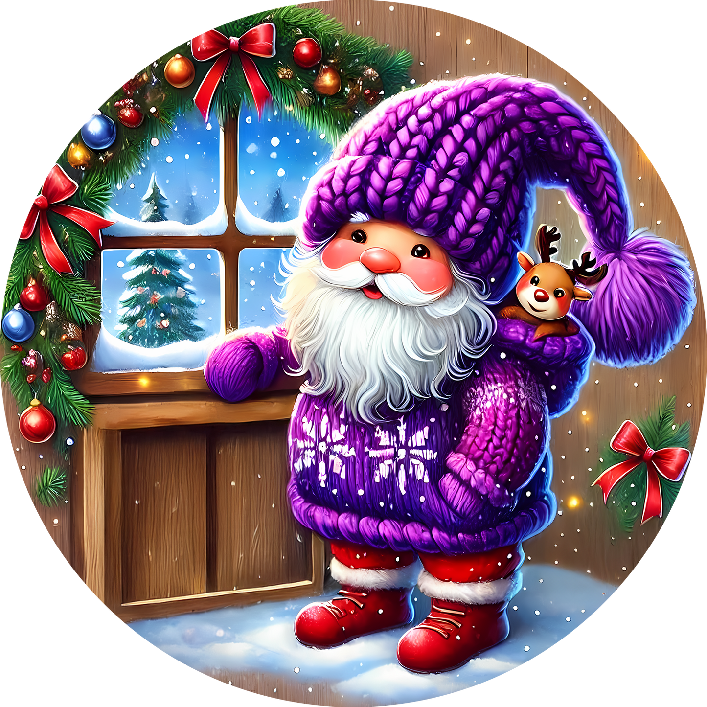 Bügelbild Weihnachten Gnome - singen, Kamin, schmücken Bild_4