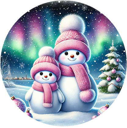 Bügelbilder Weihnachten Schneemänner pink - Magic Miracle Design
