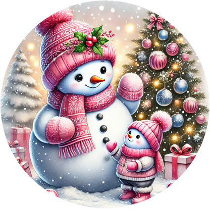 Bügelbilder Weihnachten Schneemänner pink - Magic Miracle Design