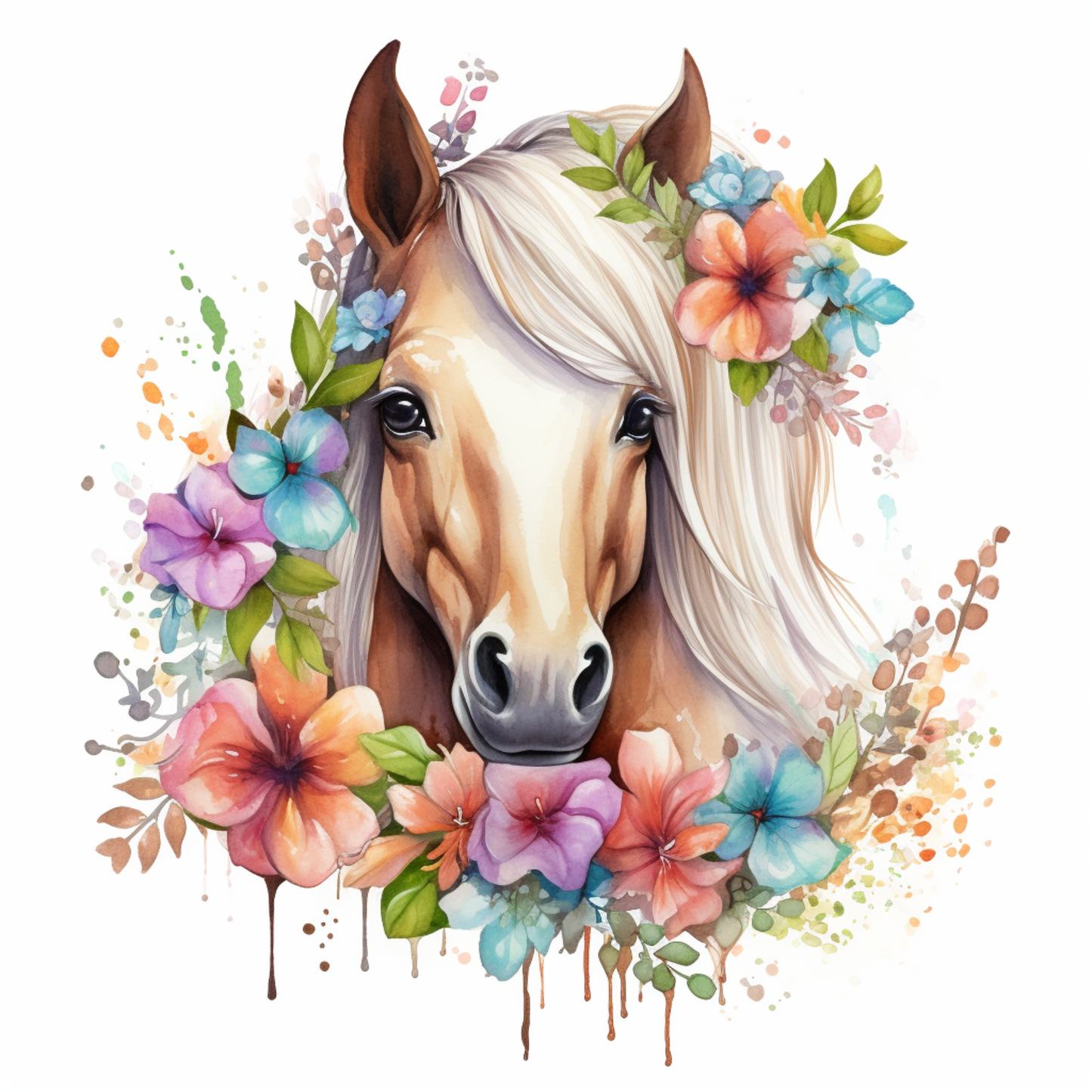 Bügelbilder Pferde mit Blumen - Magic Miracle Design