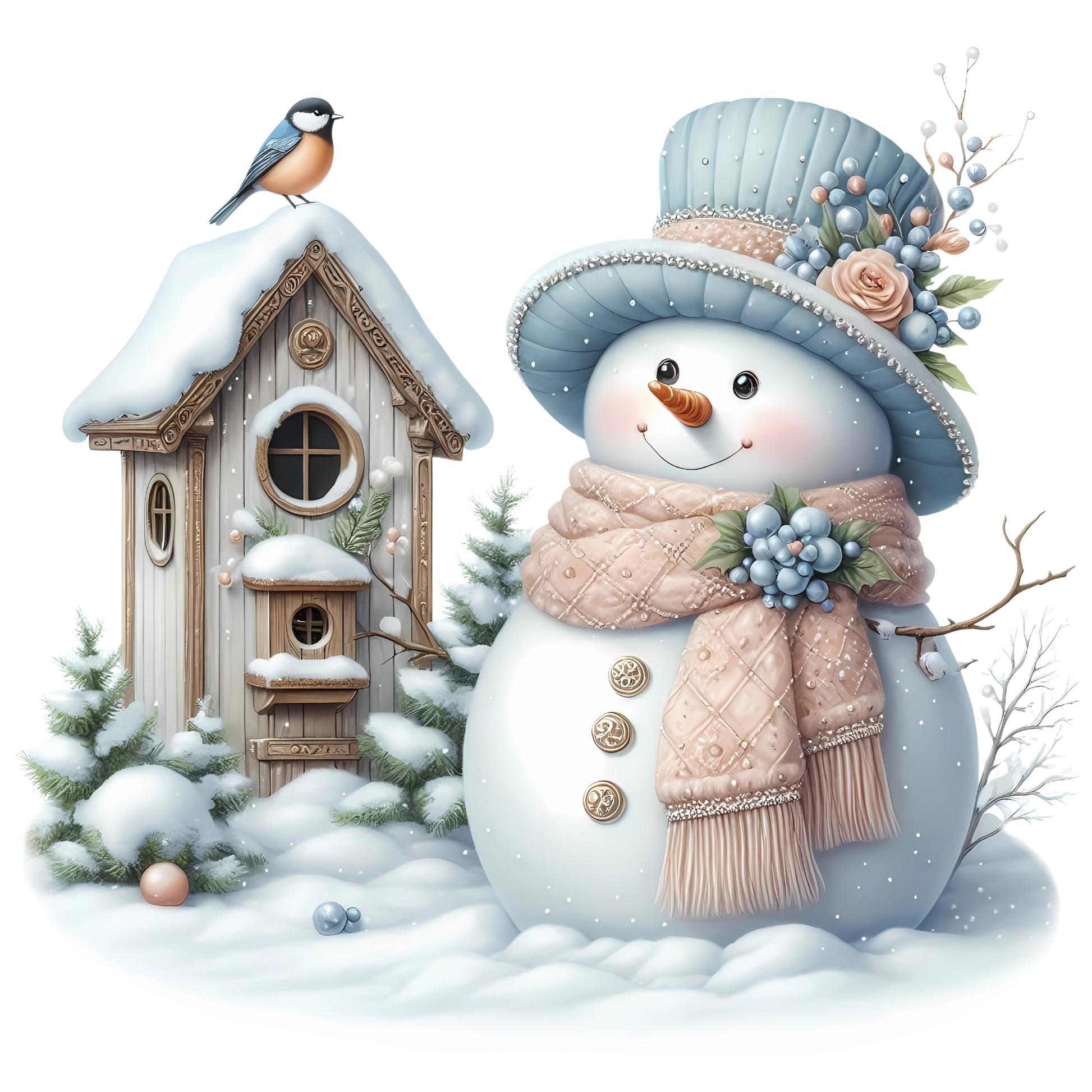 Bügelbilder Weihnachten Schneemänner pastell - Magic Miracle Design