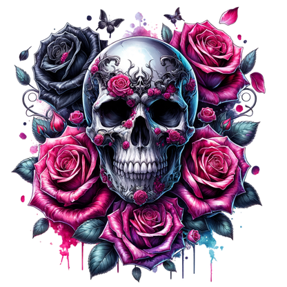 Bügelbild Totenkopf | Skull | Rosen - Magic Miracle Design