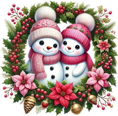 Bügelbilder Weihnachten Schneemänner pink - Magic Miracle Design