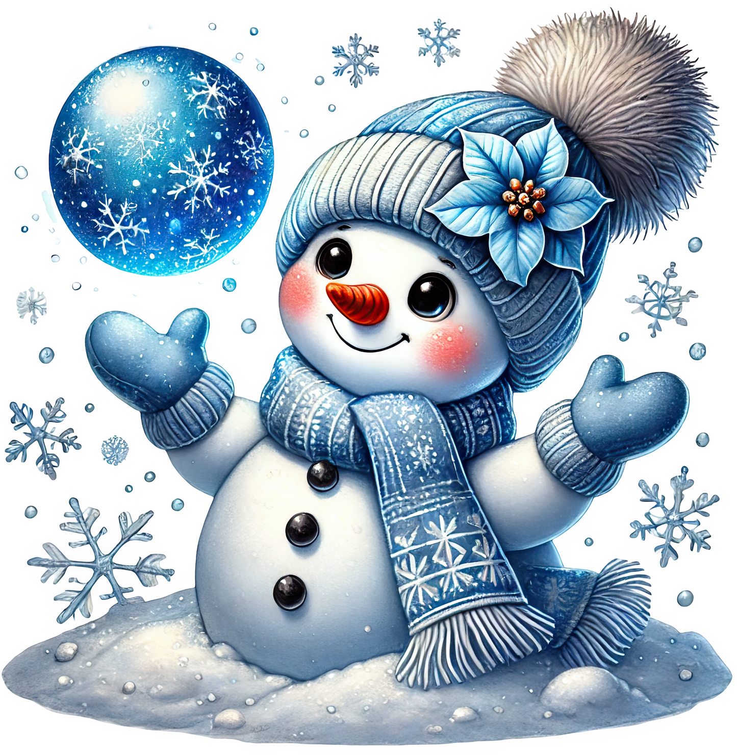Bügelbilder Weihnachten Schneemänner blau - Magic Miracle Design