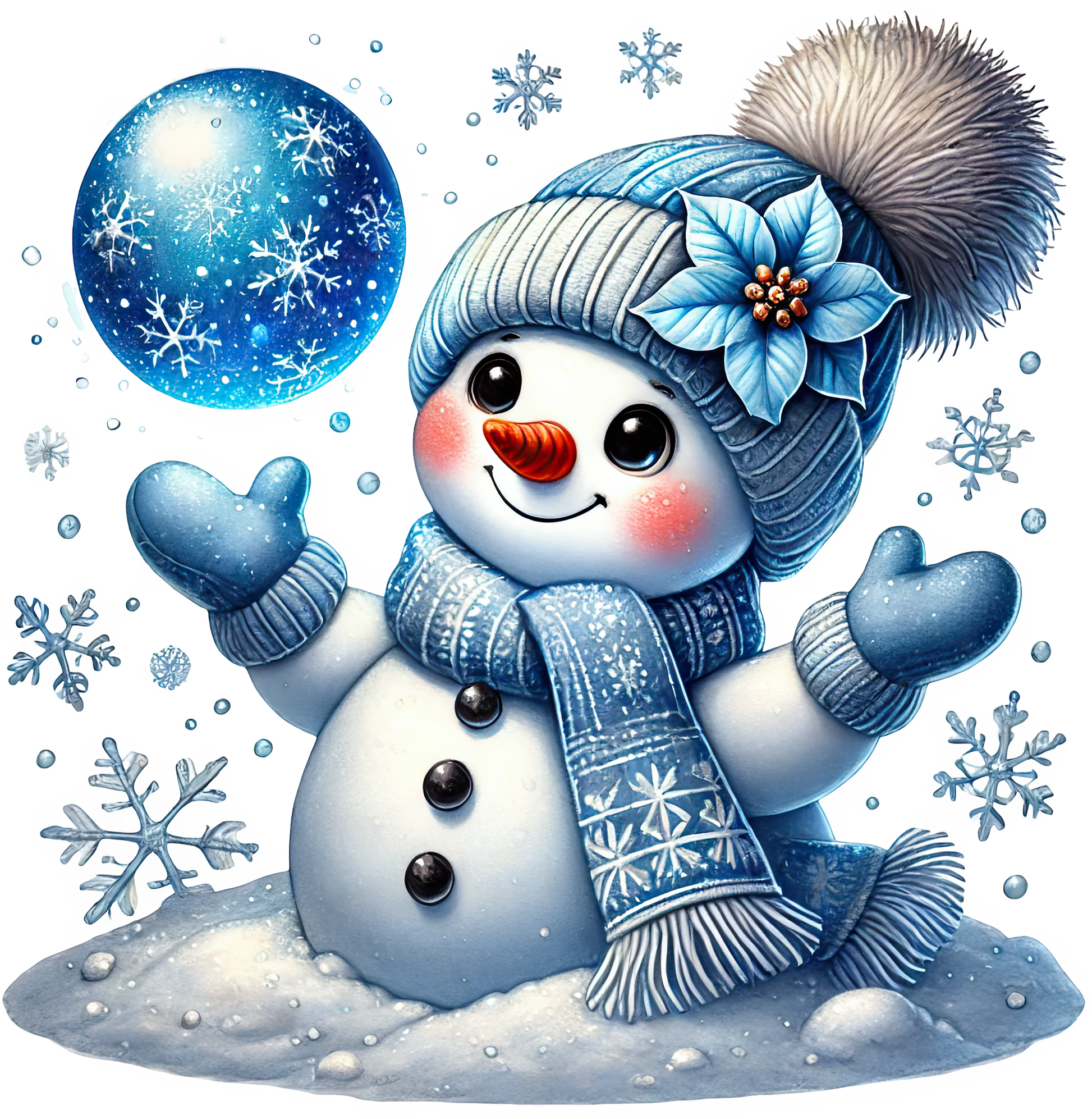 Bügelbilder Weihnachten Schneemänner blau - Magic Miracle Design