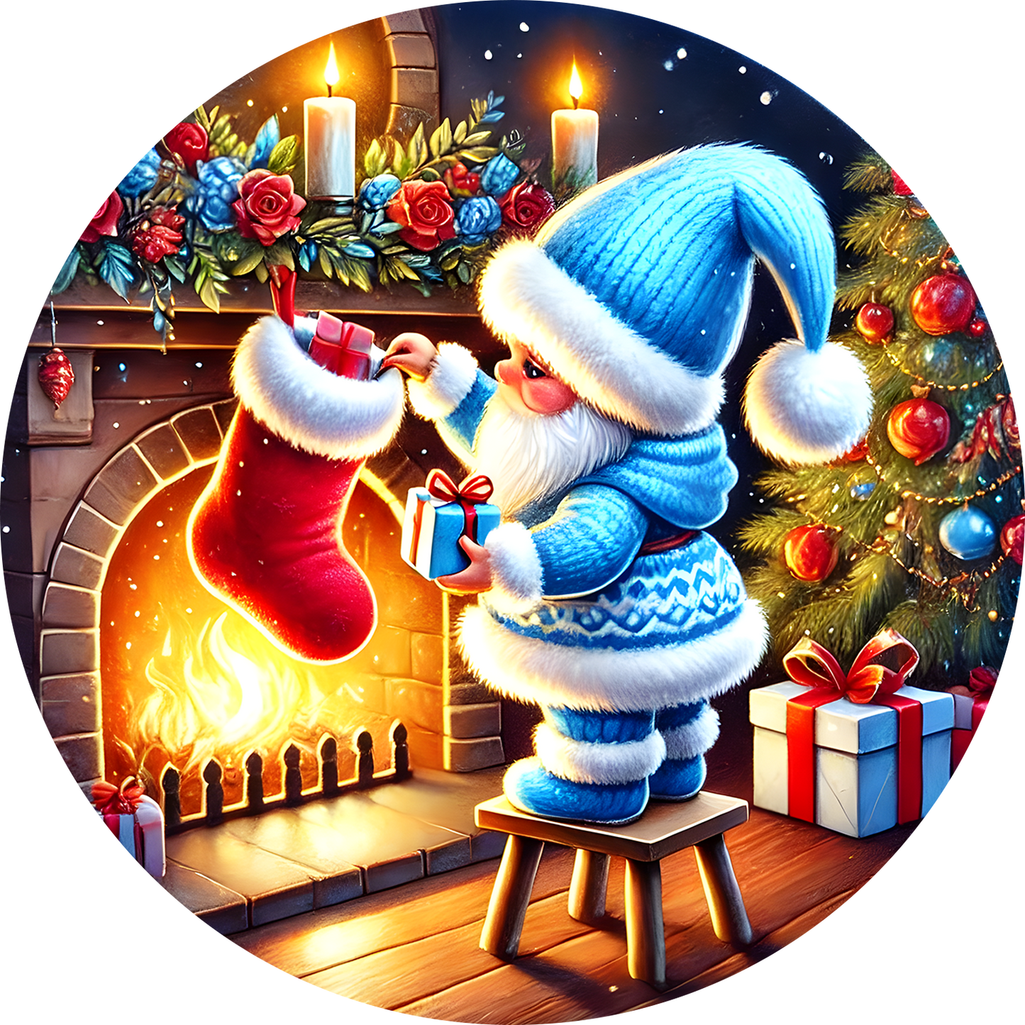 Bügelbild Weihnachten Gnome - singen, Kamin, schmücken Bild_20