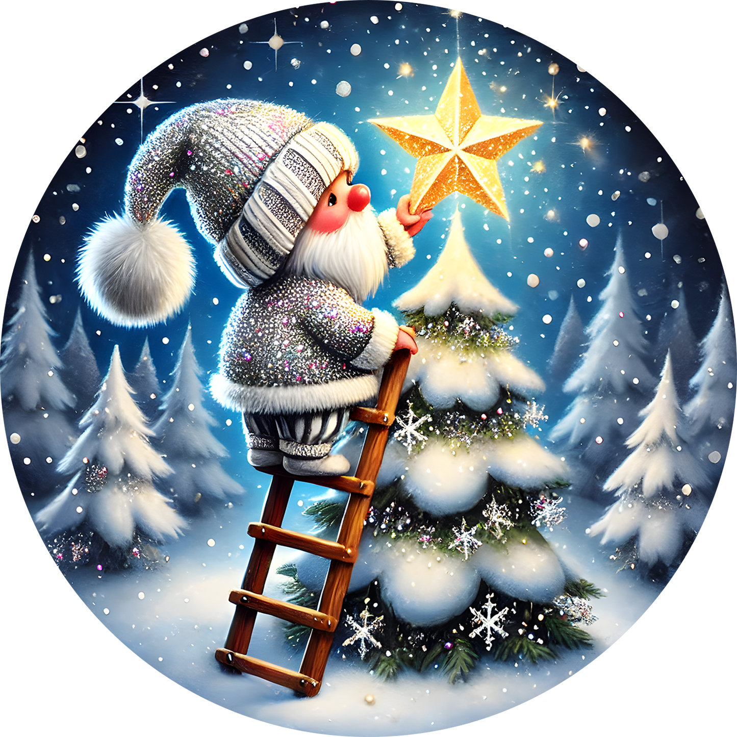 Bügelbild Weihnachten Gnome - singen, Kamin, schmücken Bild_1
