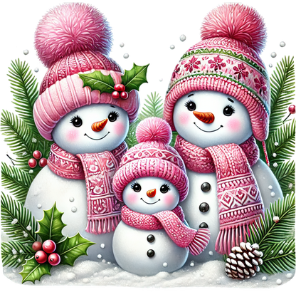 Bügelbilder Weihnachten Schneemänner pink - Magic Miracle Design