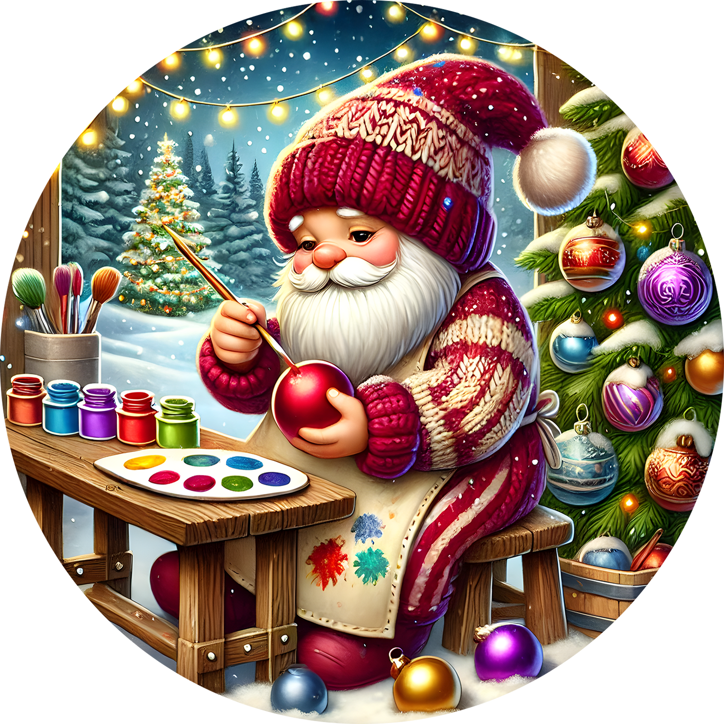 Bügelbild Weihnachten Gnome - singen, Kamin, schmücken Bild_19