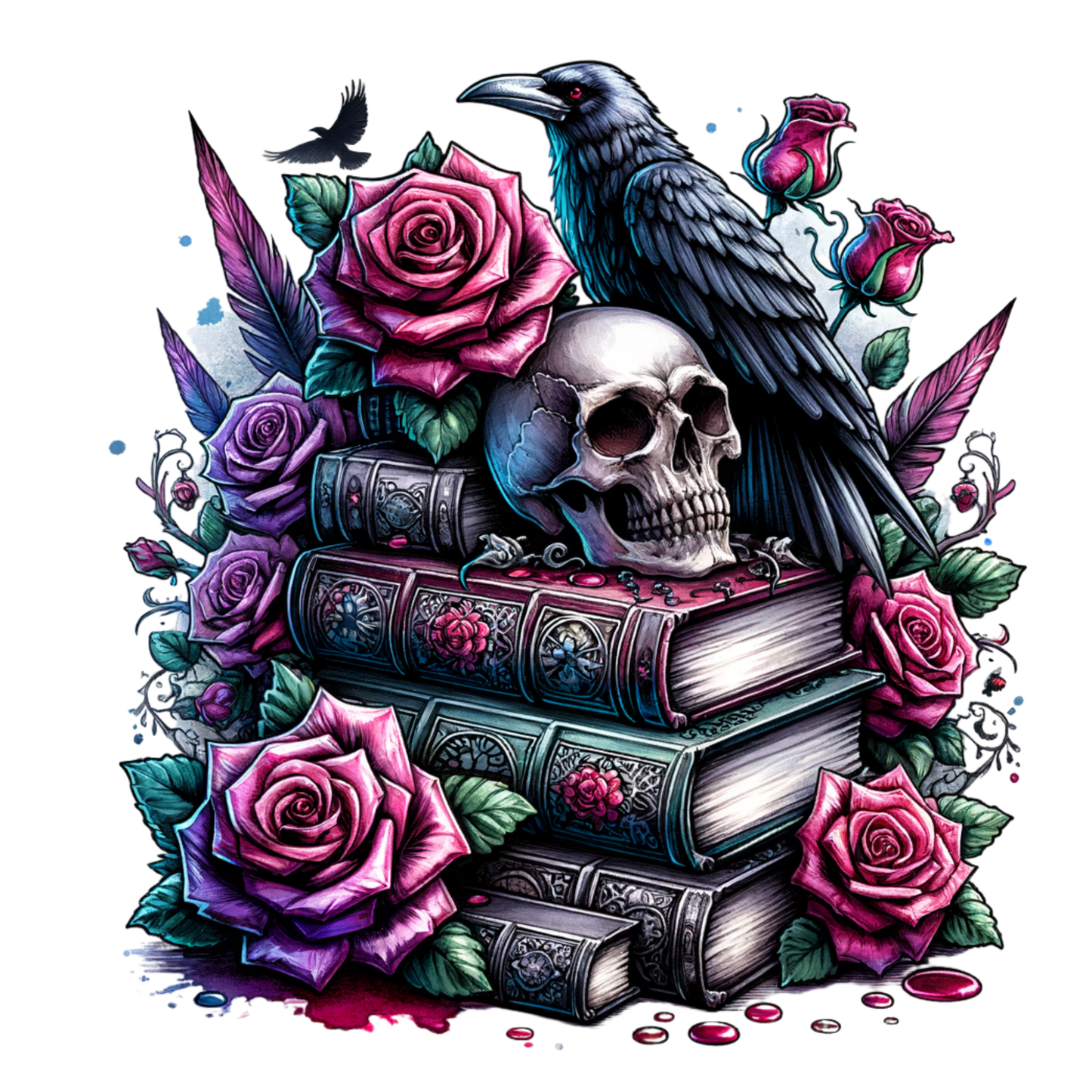Bügelbild Totenkopf | Skull | Rosen - Magic Miracle Design