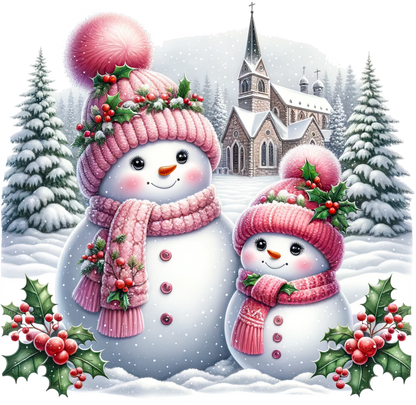 Bügelbilder Weihnachten Schneemänner pink - Magic Miracle Design