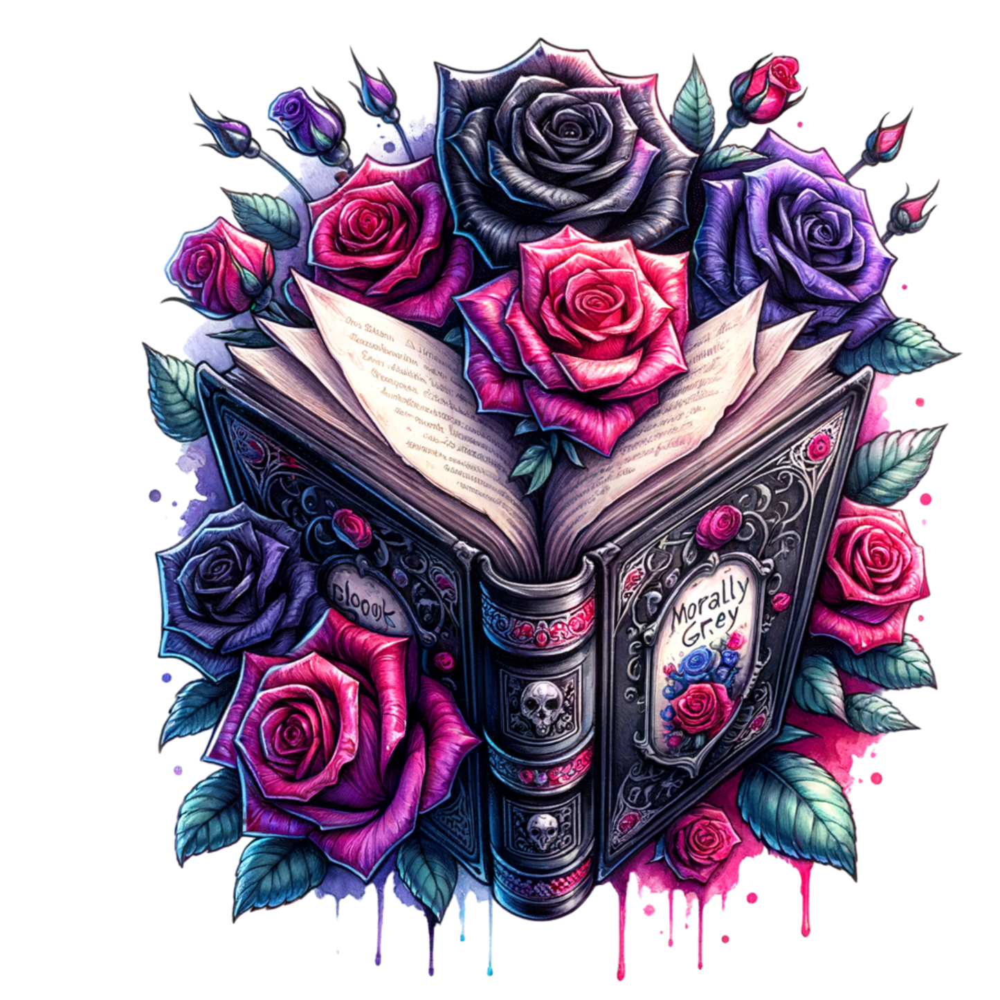 Bügelbild Totenkopf | Skull | Rosen - Magic Miracle Design