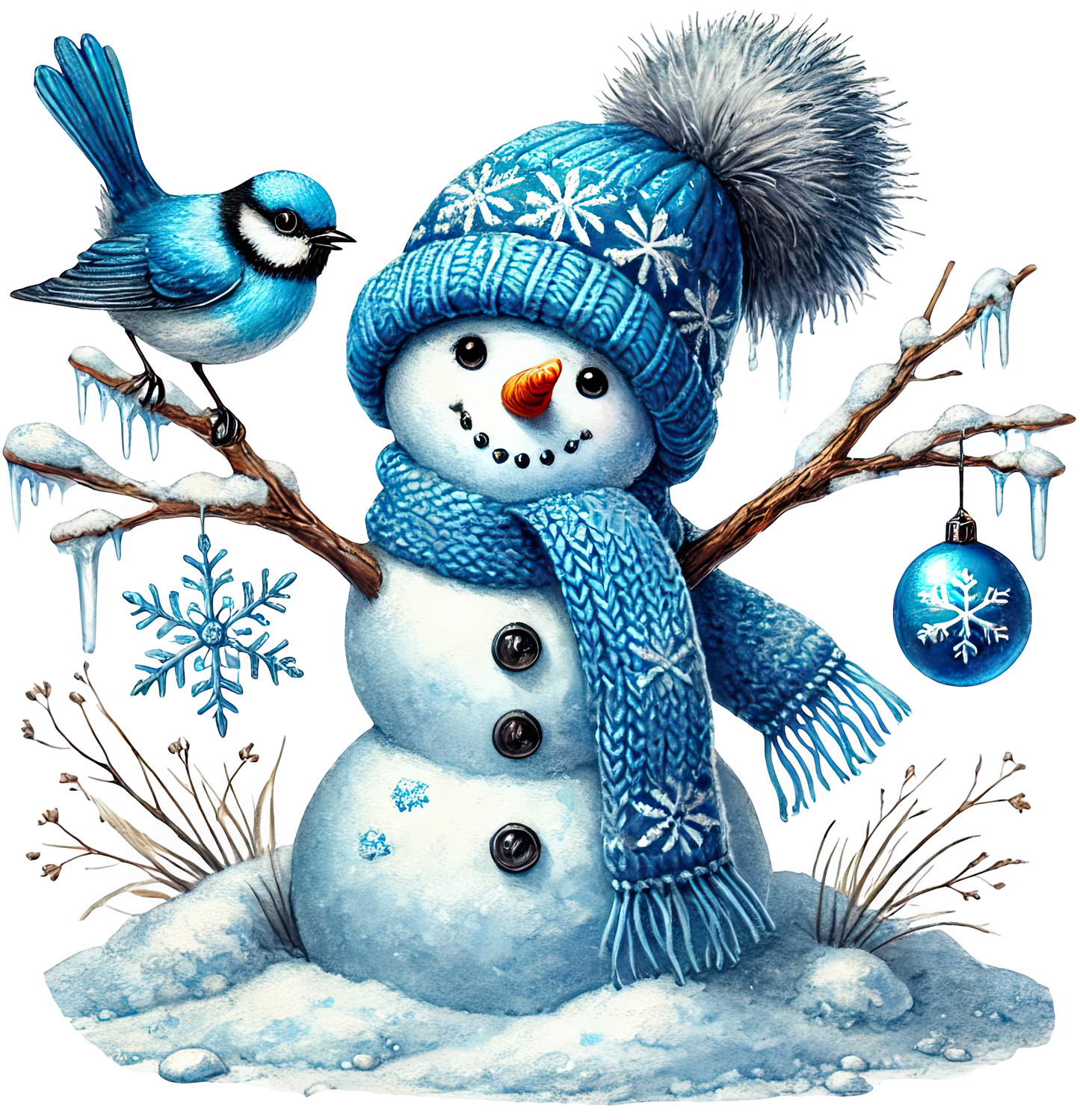 Bügelbilder Weihnachten Schneemänner blau - Magic Miracle Design