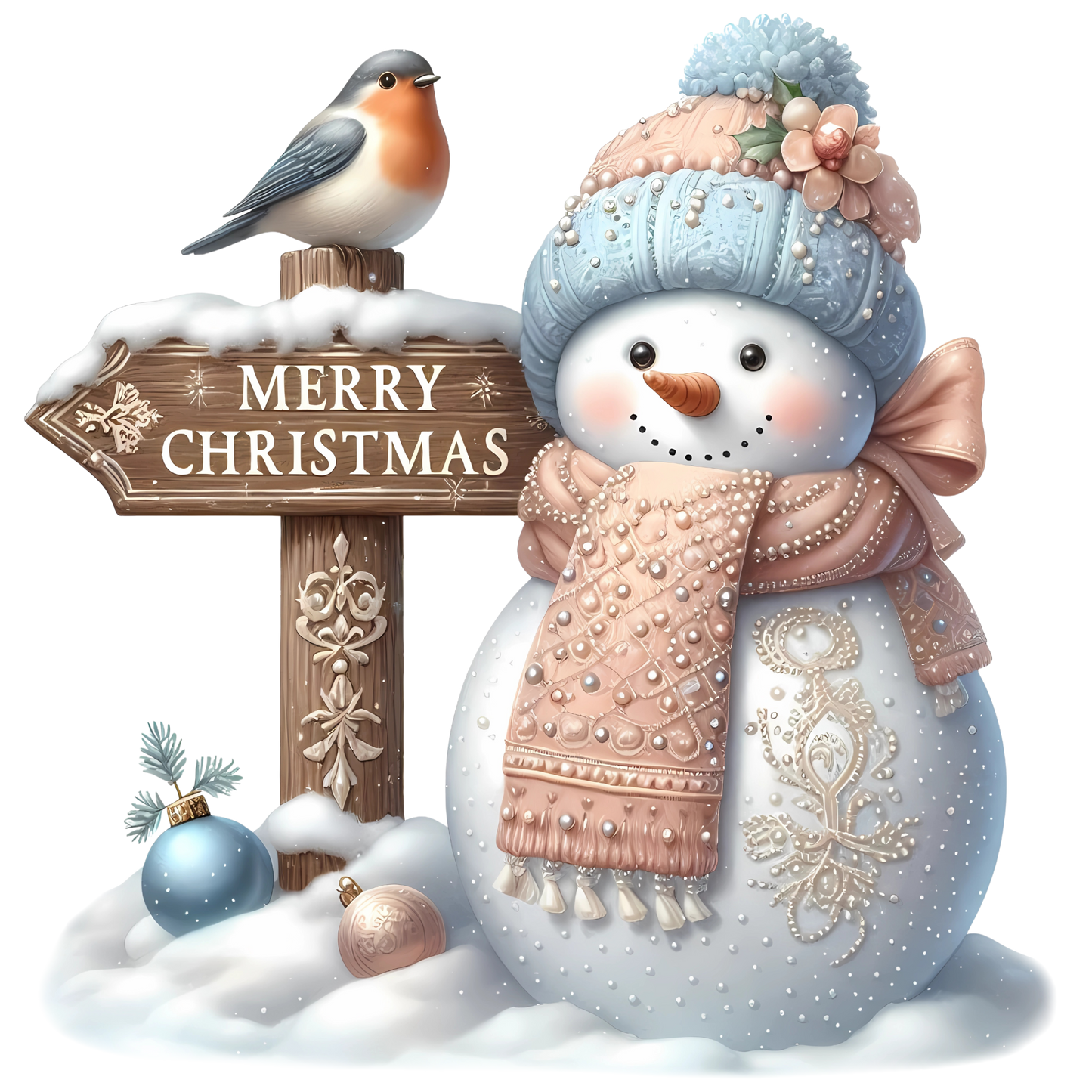 Bügelbilder Weihnachten Schneemänner pastell - Magic Miracle Design