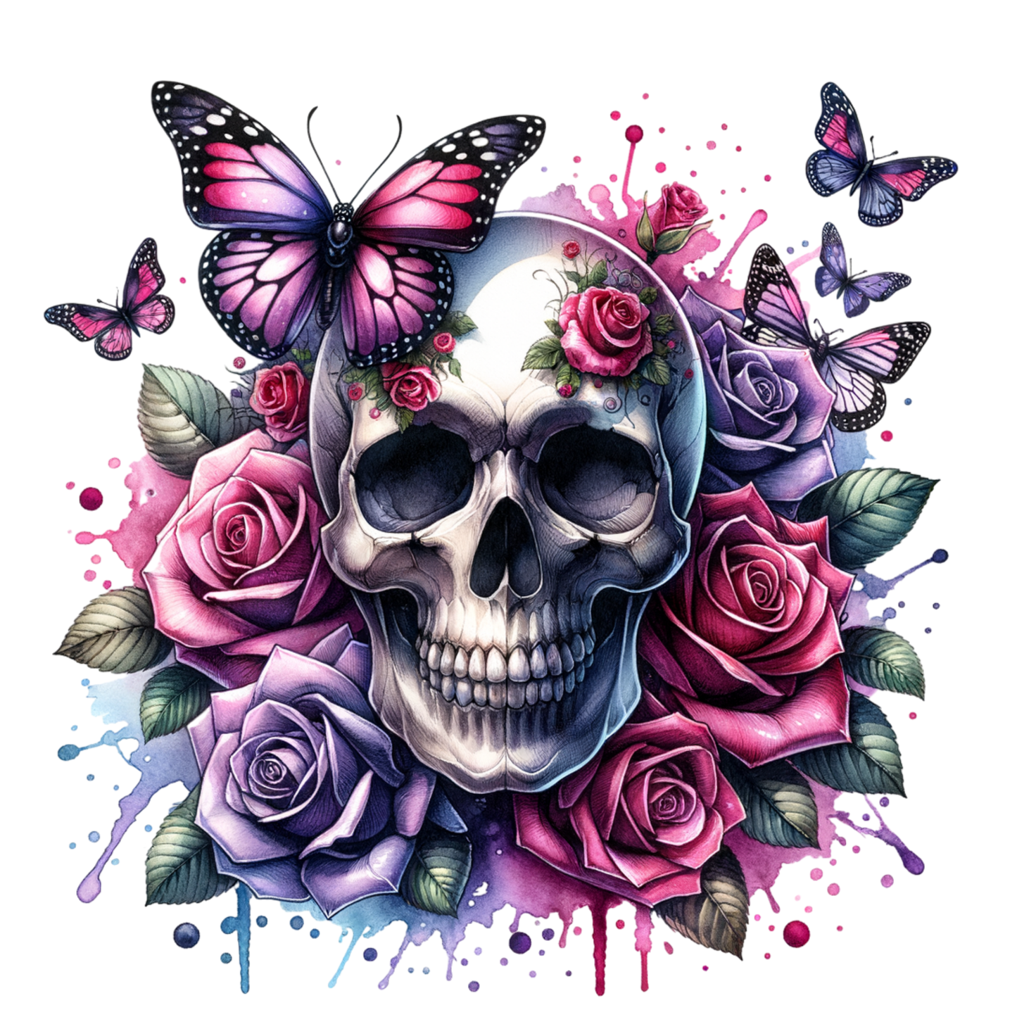 Bügelbild Totenkopf | Skull | Rosen - Magic Miracle Design