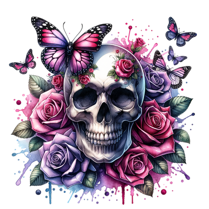 Bügelbild Totenkopf | Skull | Rosen - Magic Miracle Design