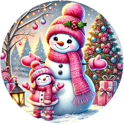 Bügelbilder Weihnachten Schneemänner pink - Magic Miracle Design