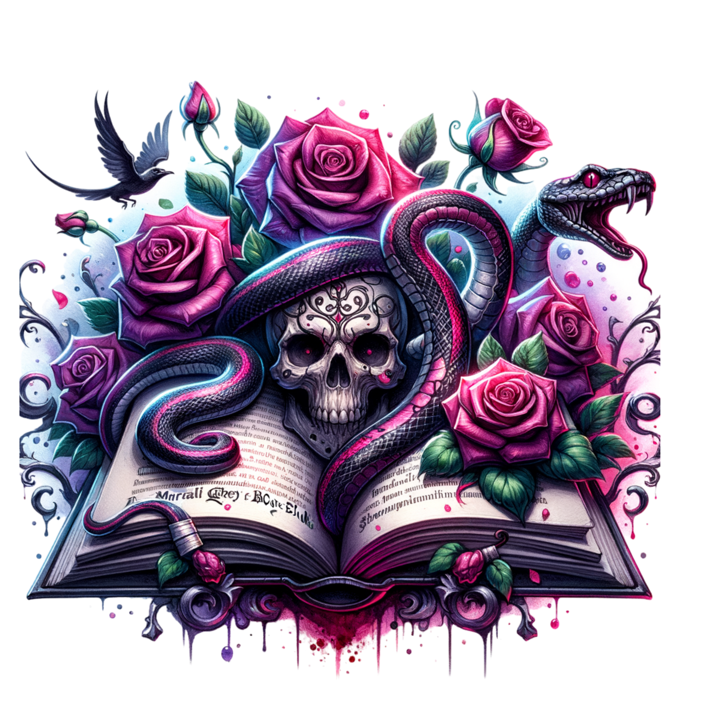 Bügelbild Totenkopf | Skull | Rosen - Magic Miracle Design