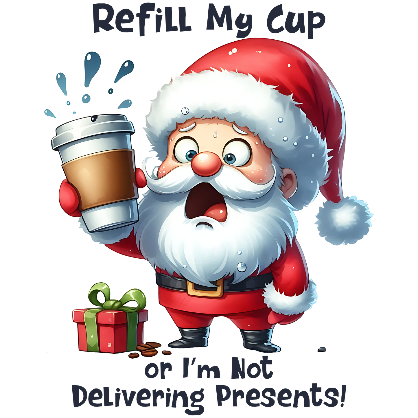 Bügelbilder Weihnachtsmann Kaffee - Magic Miracle Design