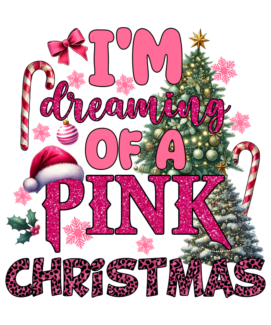 Bügelbilder Weihnachten in Pink - Magic Miracle Design