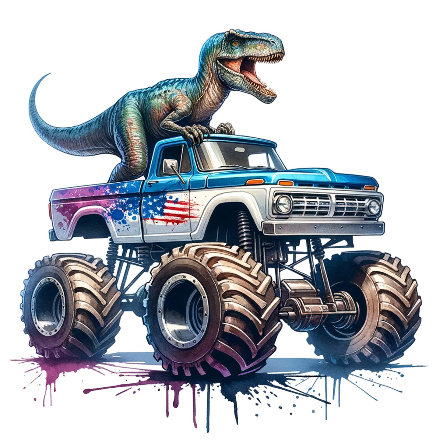 Bügelbilder Monstertruck mit Dino Bild_2