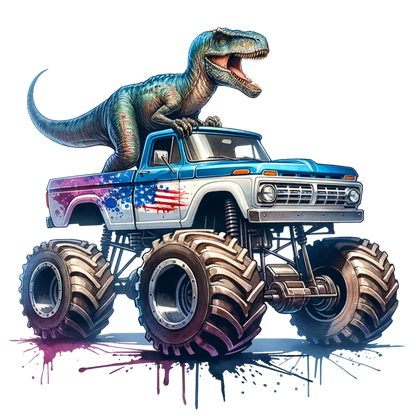 Bügelbilder Monstertruck mit Dino Bild_2