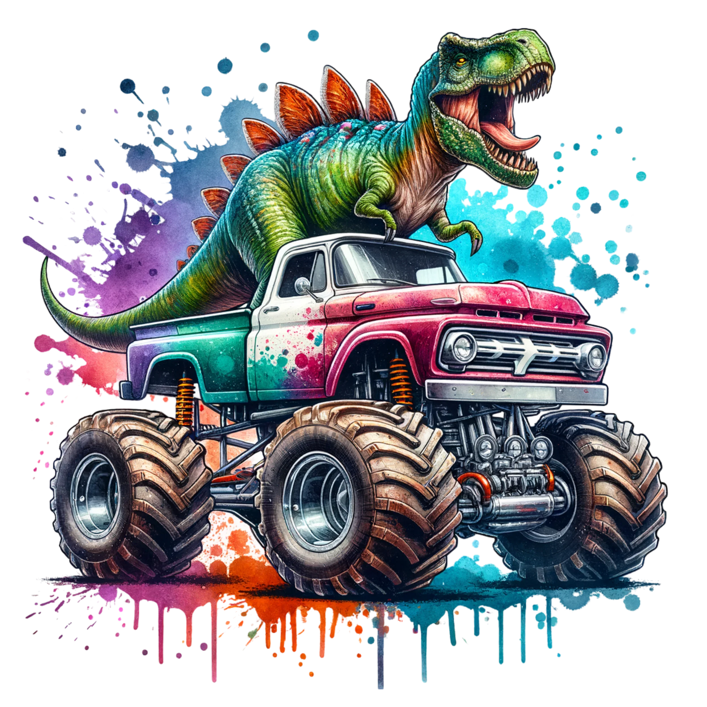 Bügelbilder Monstertruck mit Dino Bild_3