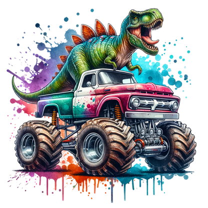 Bügelbilder Monstertruck mit Dino Bild_3