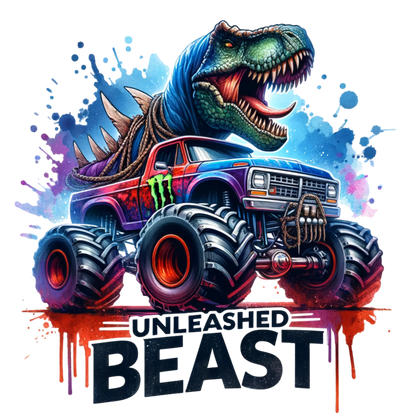 Bügelbilder Monstertruck mit Dino Bild_8 medium ca. 15cm x 15cm