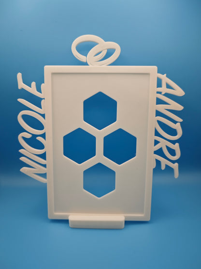 Personalisierter 3D Druck Bilderrahmen mit Namen & Symbolen Weiß