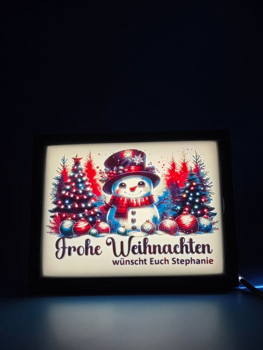 Personalisiertes Farbiges Lithophan Bild 11×15 cm im schwarzen Rahmen