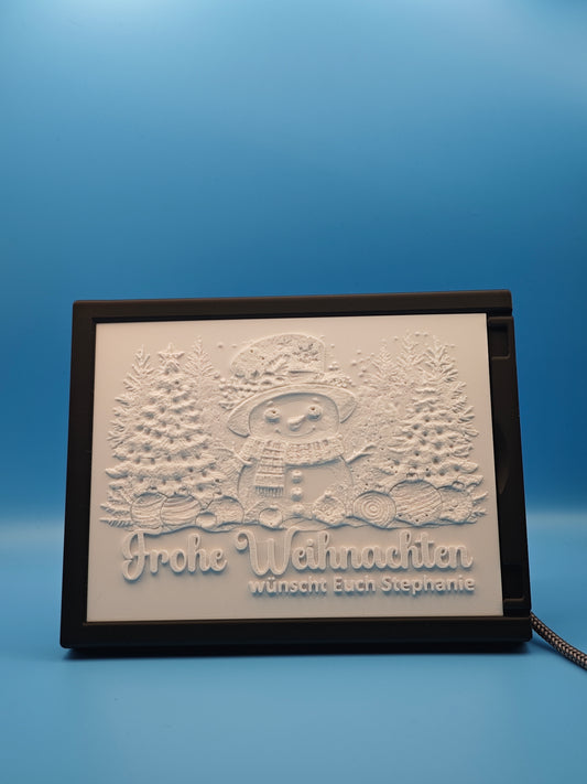 Personalisiertes Farbiges Lithophan Bild 11×15 cm im schwarzen Rahmen