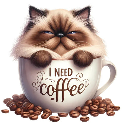 Bügelbild Katze Kaffee – robuste Premium-Folie Bild_14