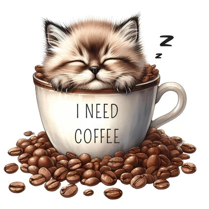 Bügelbild Katze Kaffee – robuste Premium-Folie Bild_16